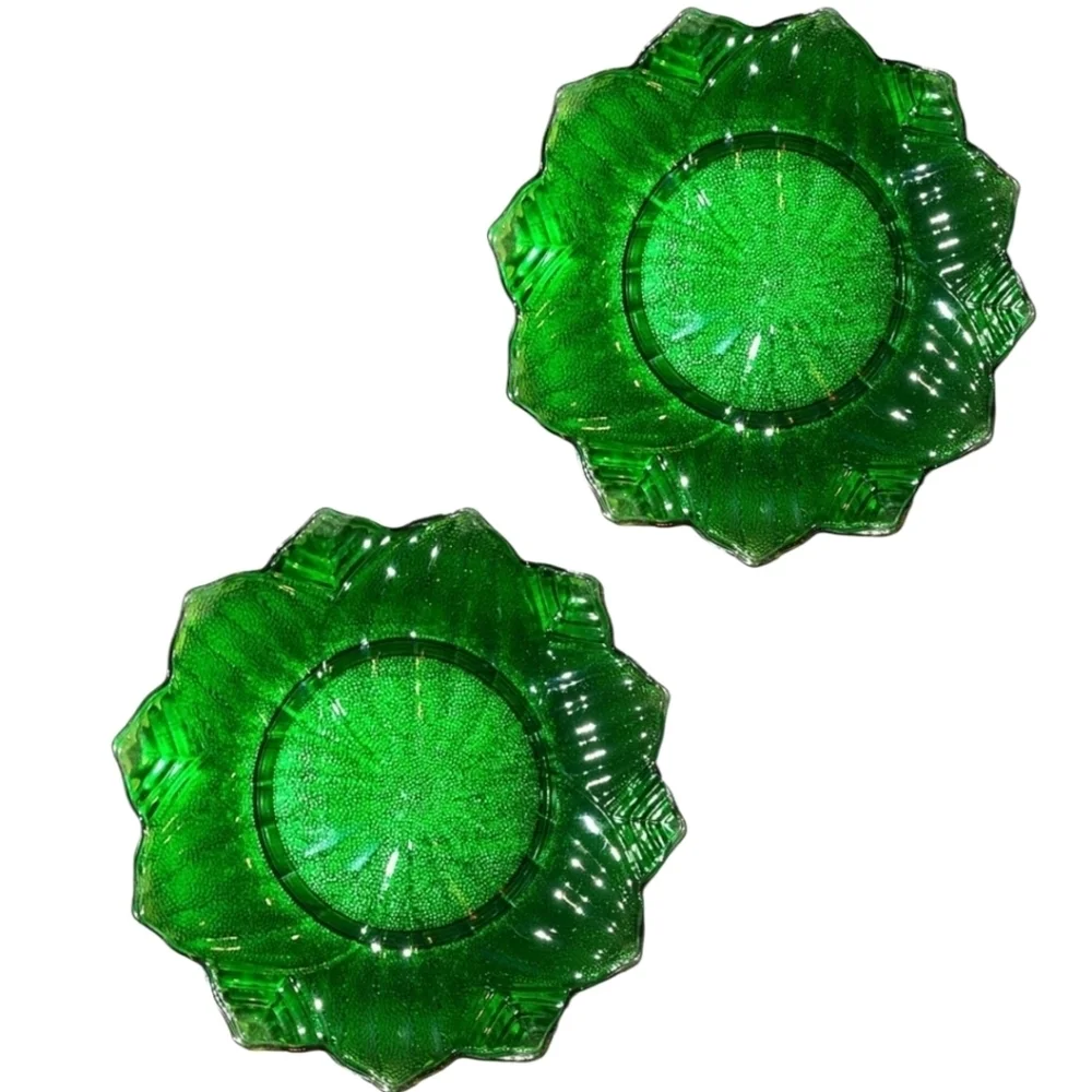 Vintage Anchor Hocking Forest Green Plates set of Two